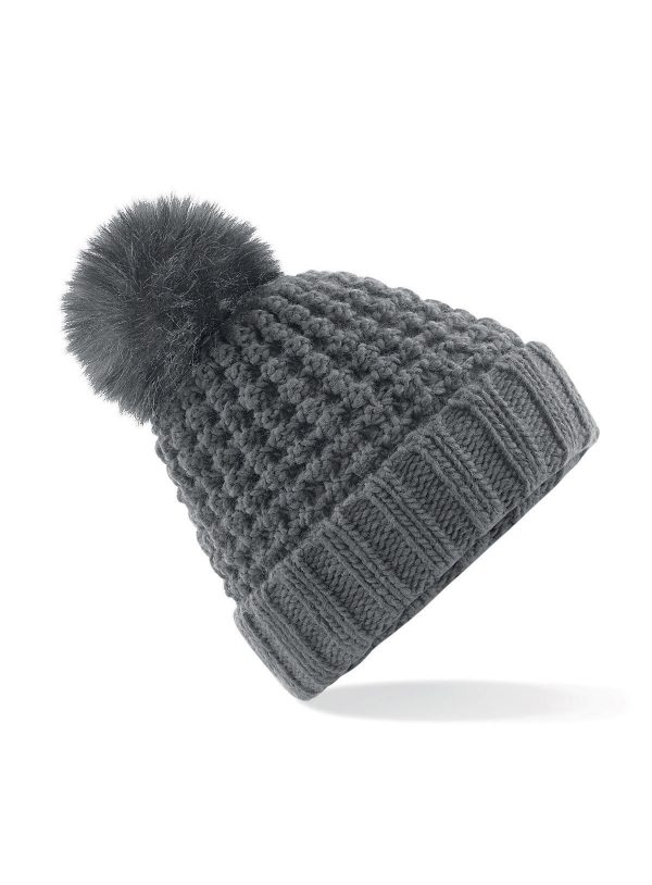 Popcorn Fur Pom Pom Beanie