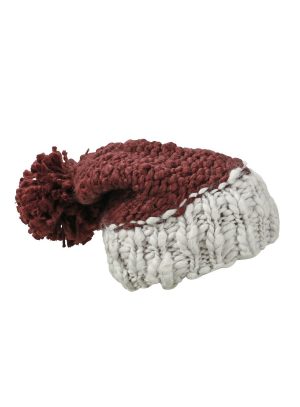 Coarse Knitted Hat with Pompon