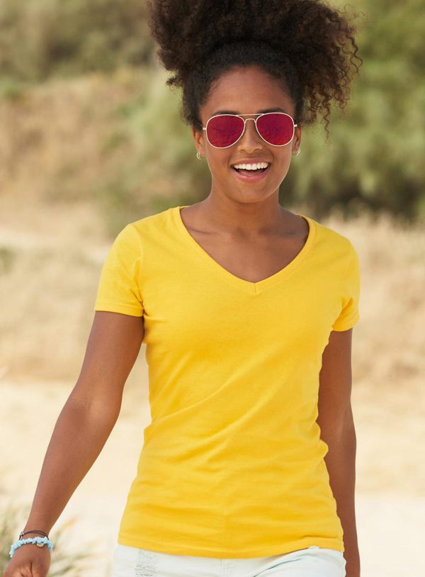 FR613980- Ladies V Neck Valueweight Tee