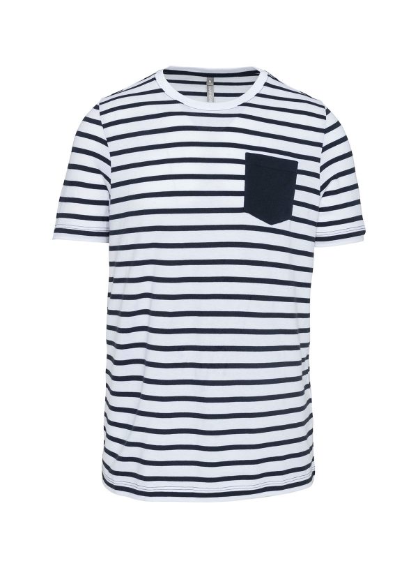 T-shirt manica corta a righe stile marinaio con tasca